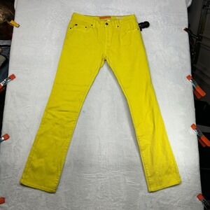 Enjoi Sundays Slim Fit Jeans Men 32 Vibrant Yellow Stretch Zip Fly - 31X32.5 NWT
